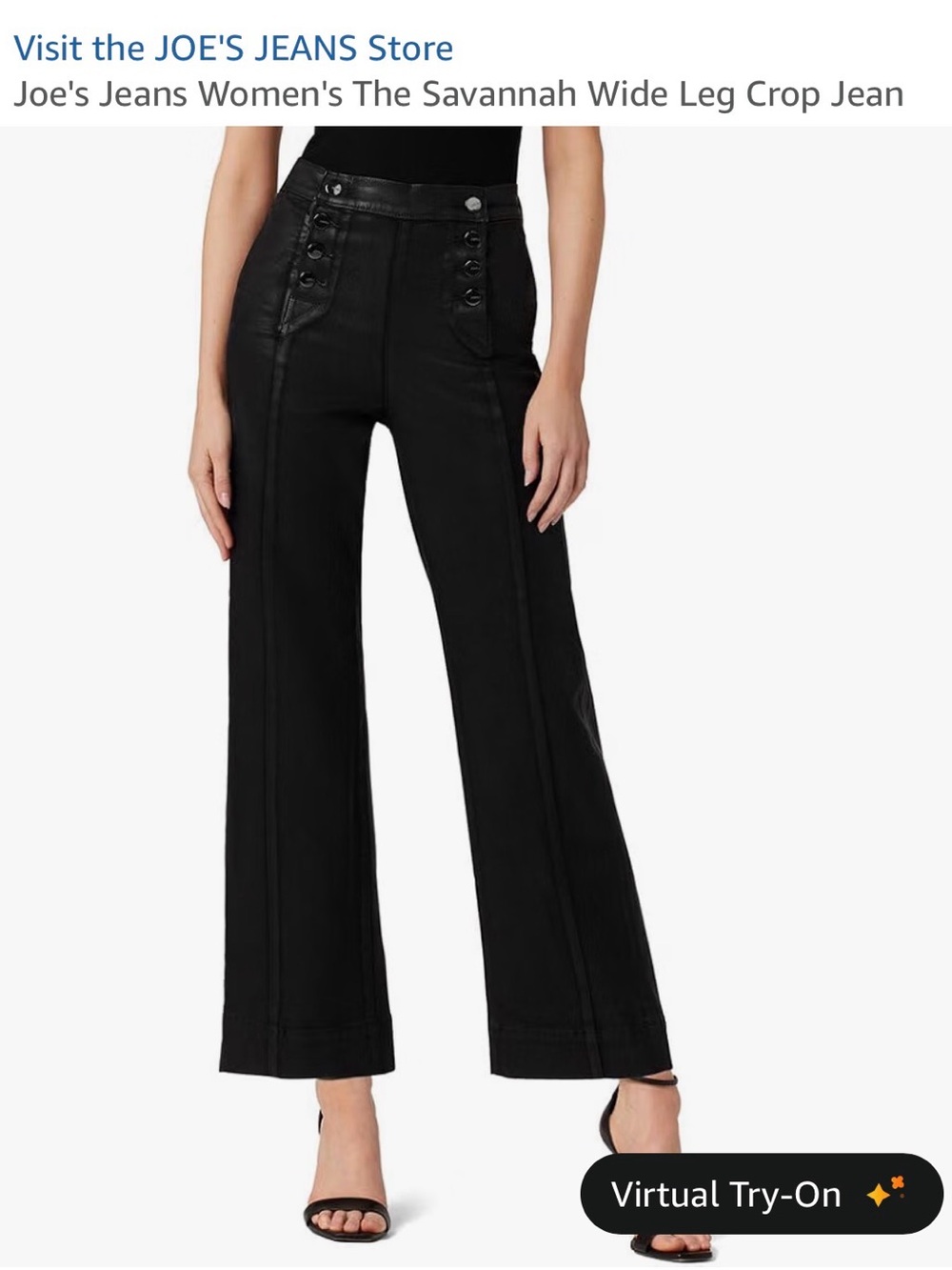 Joe’s Savannah Wide Leg Crop Black Shiny